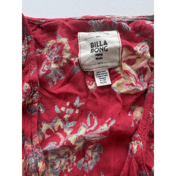 Billabong Size Medium Kimono Floral Duster Cardigan Open Front Red Women’s - Picture 2 of 4